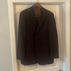 Bachrach Suit in dark brown pinstripe. Size 40L pants 32x31